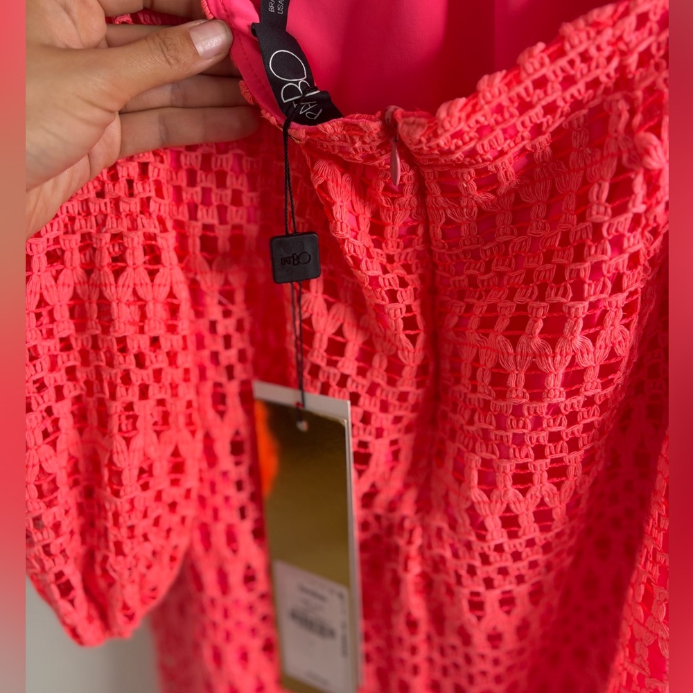 PatBO Neon Coral Cut-Out Crochet Dress - Picture 7 of 10
